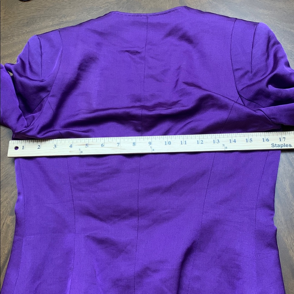 🎯 Vintage Purple Escada Cropped Wool / Mohair Blazer Jacket European Chic M - Picture 11 of 11